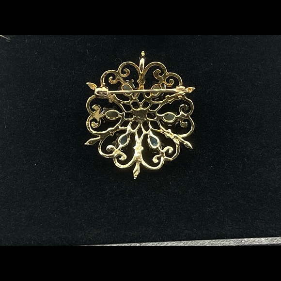 Vintage 14k Yellow Gold 7 Opal Round Filigree Pendant/Pin Excellent Condition - Picture 2 of 3